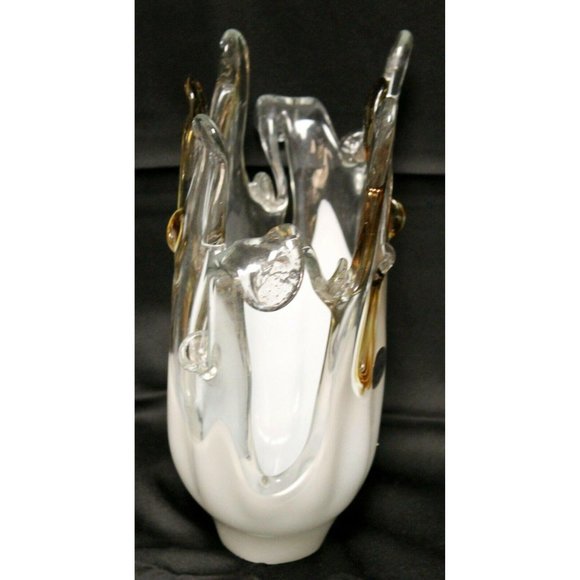 1980s Modern Contemporary Murano Italian Large Glass Vase Brown Swirl Abstract - Picture 4 of 10